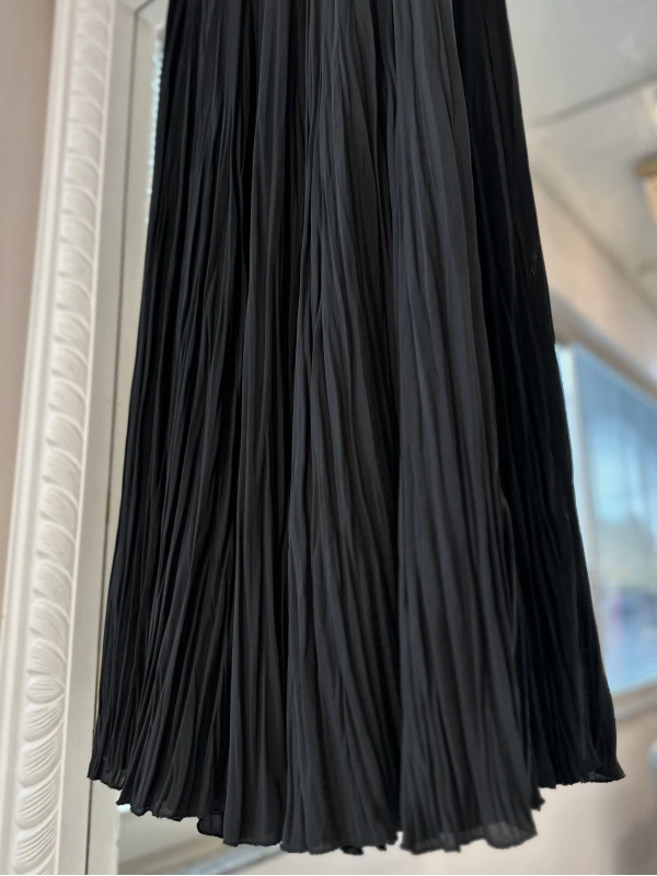 Sentez Kırıştırma Etek - Siyah