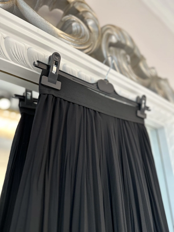 Sentez Kırıştırma Etek - Siyah