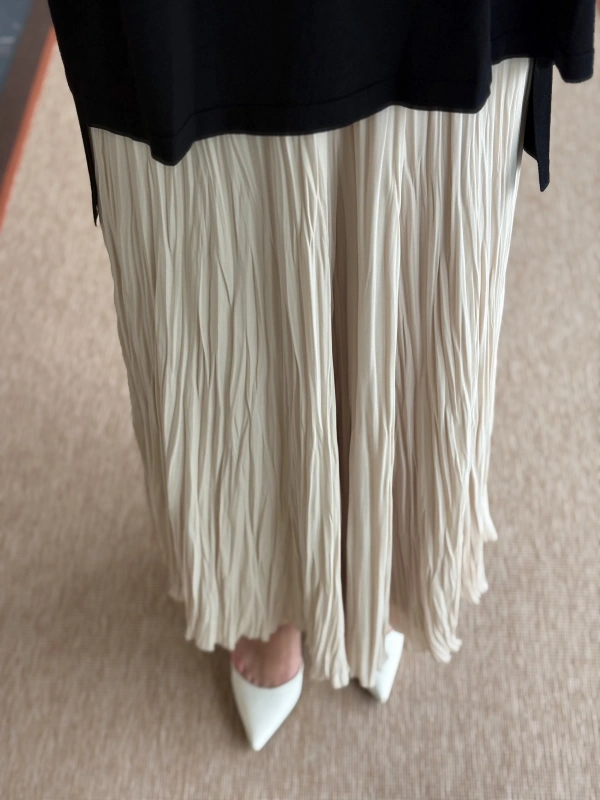 Sentez Kırıştırma Etek - Taş