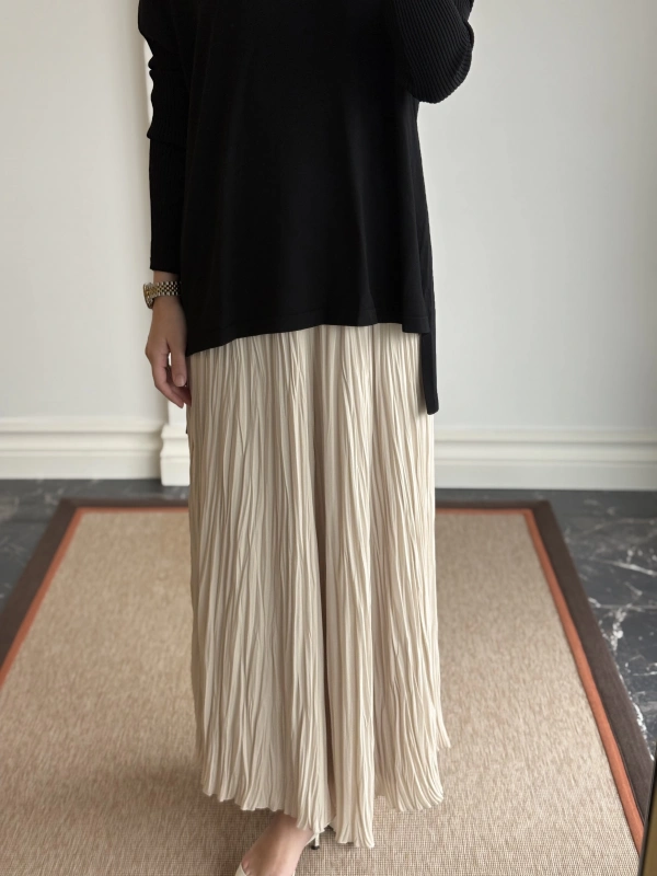 Sentez Kırıştırma Etek - Taş