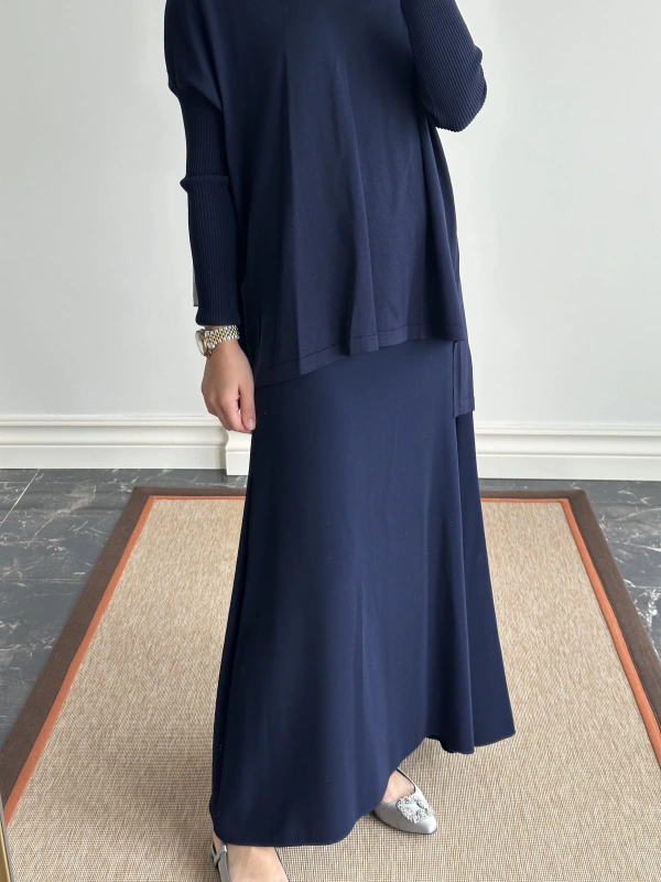 Sentez Krep Etek - Lacivert