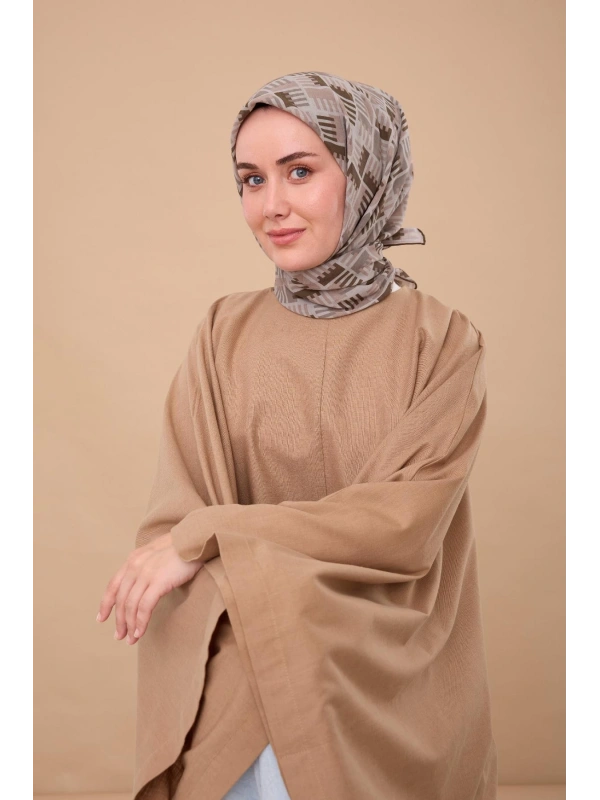 Silk Home Geometrik Desen Eşarp - Yeşil Gri, Vizon, Gümüş, Gri