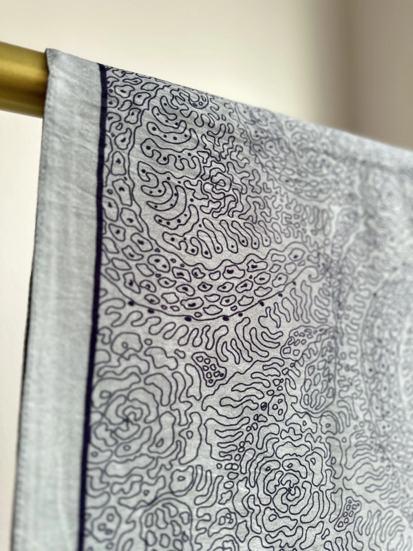 Silk Home Mayda Şal - Gri-Lacivert