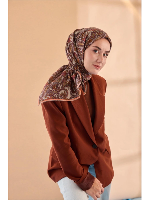 Silk Home Yaz Esintisi Eşarp - Koyu Taş, Mürdüm, Yavruağzı, Yeşil Bej