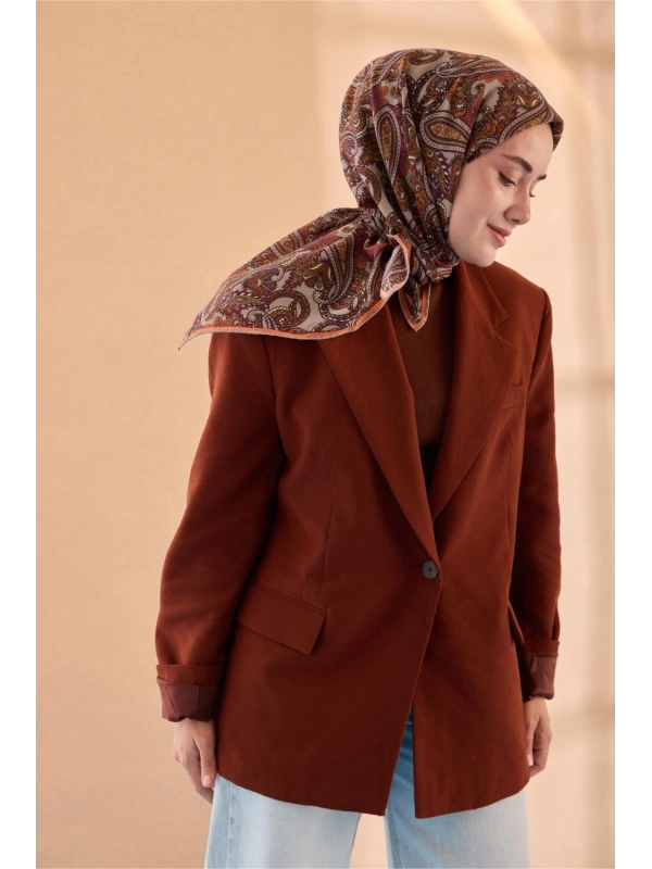 Silk Home Yaz Esintisi Eşarp - Koyu Taş, Mürdüm, Yavruağzı, Yeşil Bej