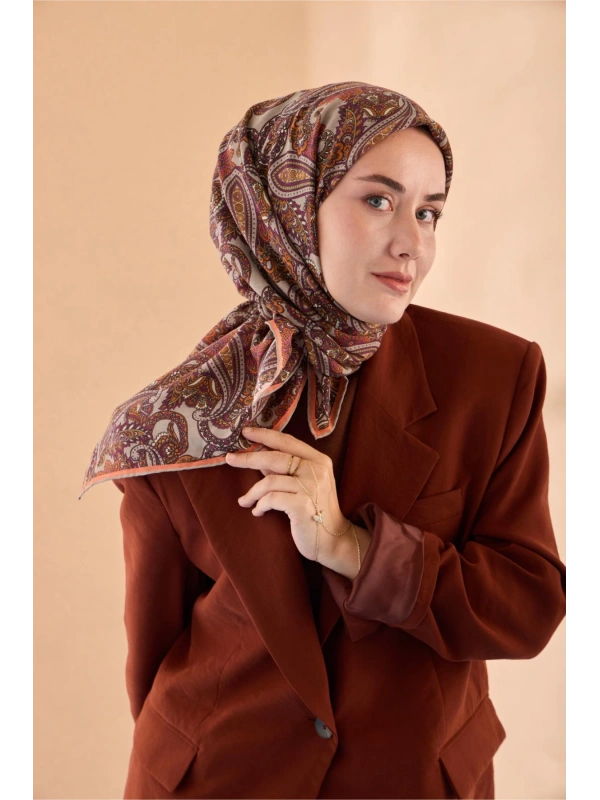 Silk Home Yaz Esintisi Eşarp - Koyu Taş, Mürdüm, Yavruağzı, Yeşil Bej