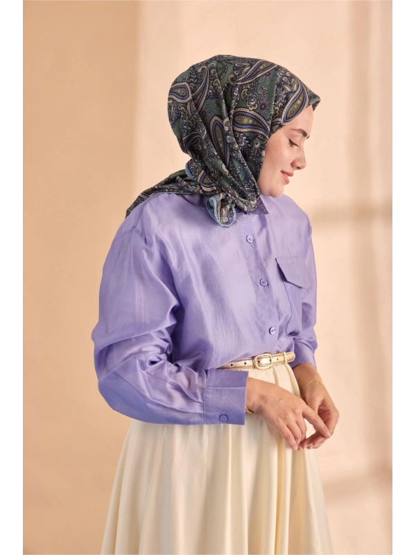 Silk Home Yaz Esintisi Eşarp - Çağla, Lila Mavi, Taş, Sisli Yeşil