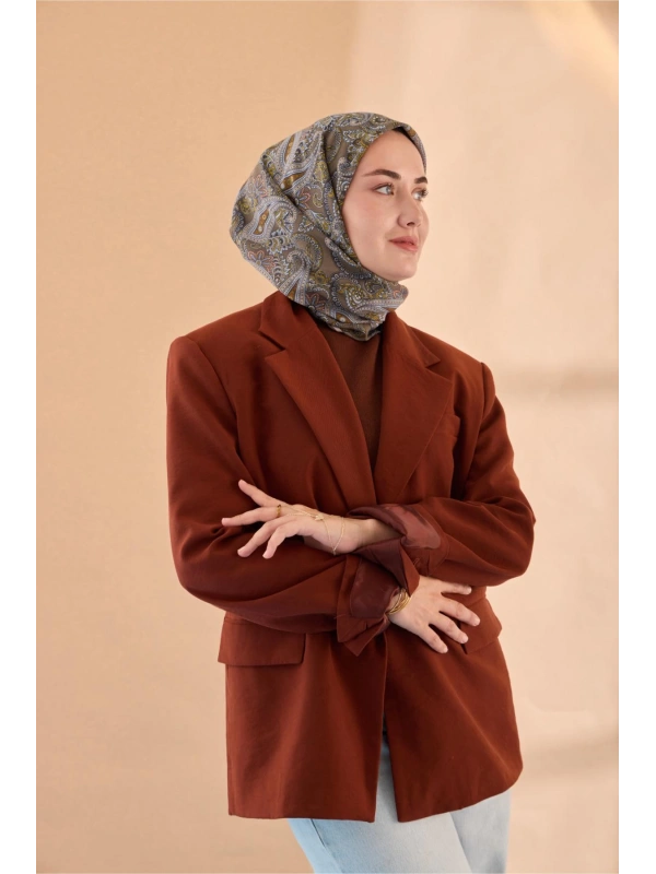 Silk Home Yaz Esintisi Eşarp - Koyu Vizon, Vizon, Yağ Yeşili, Taba