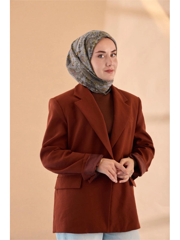 Silk Home Yaz Esintisi Eşarp - Koyu Vizon, Vizon, Yağ Yeşili, Taba