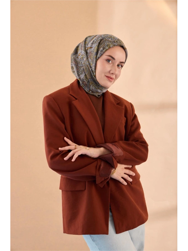 Silk Home Yaz Esintisi Eşarp - Koyu Vizon, Vizon, Yağ Yeşili, Taba