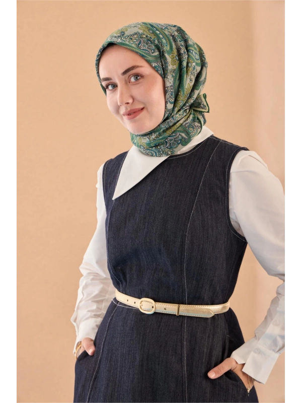 Silk Home Yaz Esintisi Eşarp - Patina Yeşili, Yeşil Bej, Petrol Yeşili