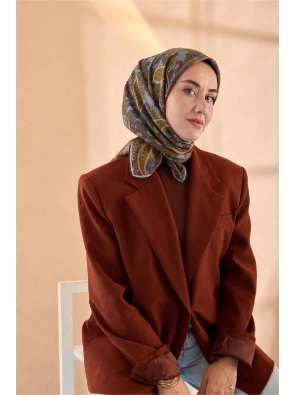 Silk Home Yaz Esintisi Eşarp - Eflatun, Yeşil, Parlak Turuncu, İndigo Mavi, Mor