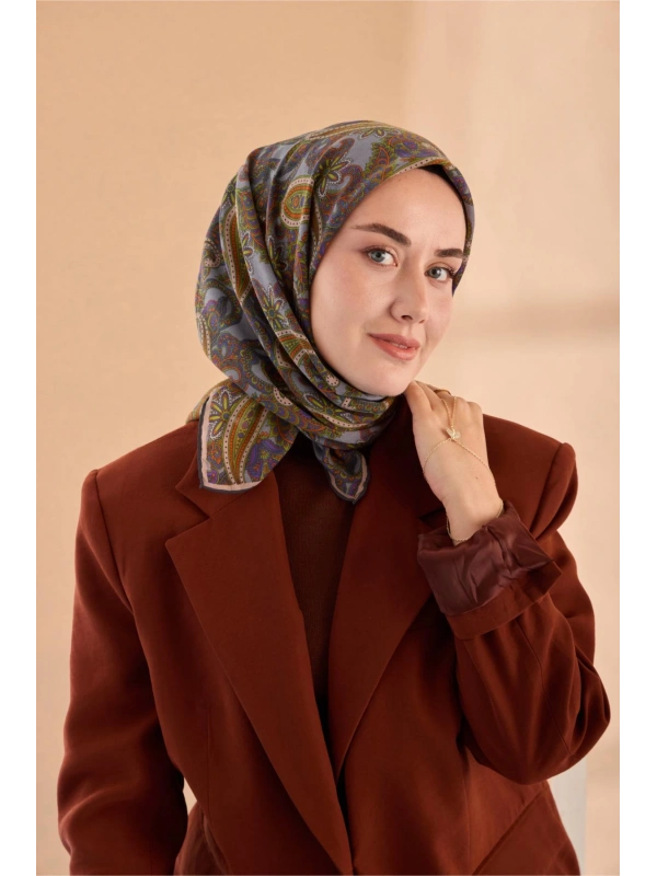 Silk Home Yaz Esintisi Eşarp - Eflatun, Yeşil, Parlak Turuncu, İndigo Mavi, Mor