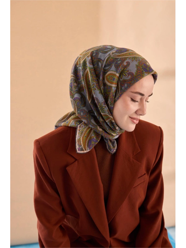 Silk Home Yaz Esintisi Eşarp - Eflatun, Yeşil, Parlak Turuncu, İndigo Mavi, Mor