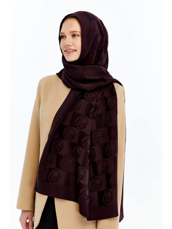 VALENTİNO ORLANDİ Alia Dama Desen Şal - Bordo