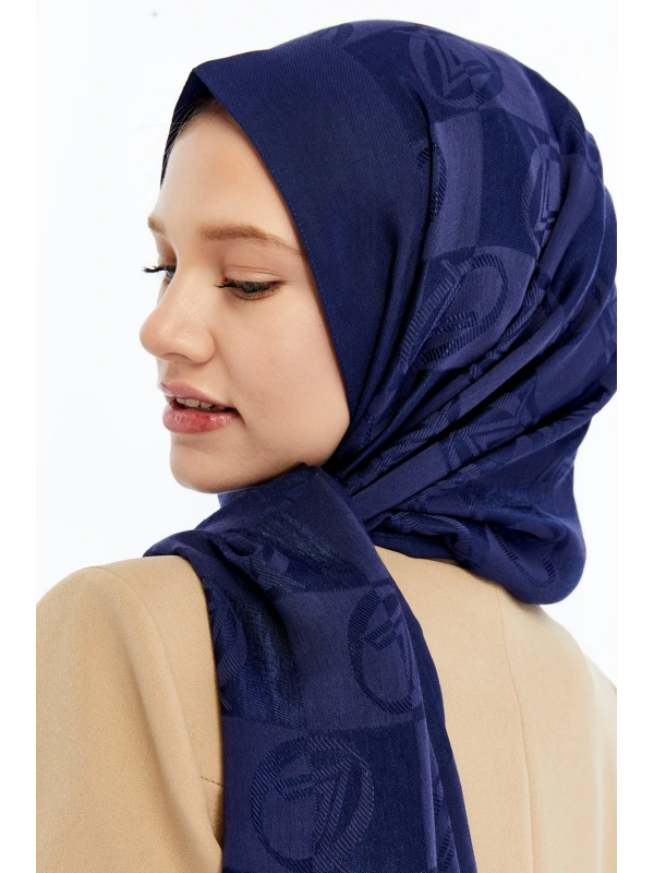 VALENTİNO ORLANDİ Alia Dama Desen Şal - Gece Mavisi