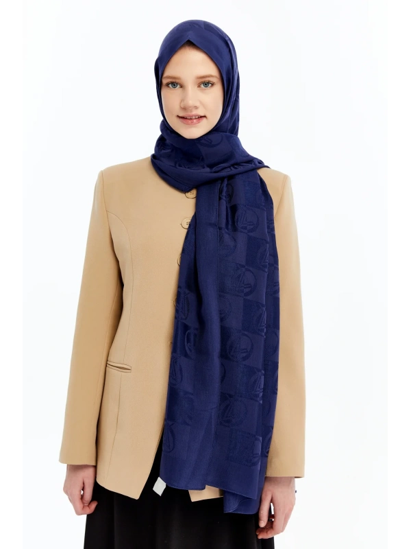 VALENTİNO ORLANDİ Alia Dama Desen Şal - Gece Mavisi