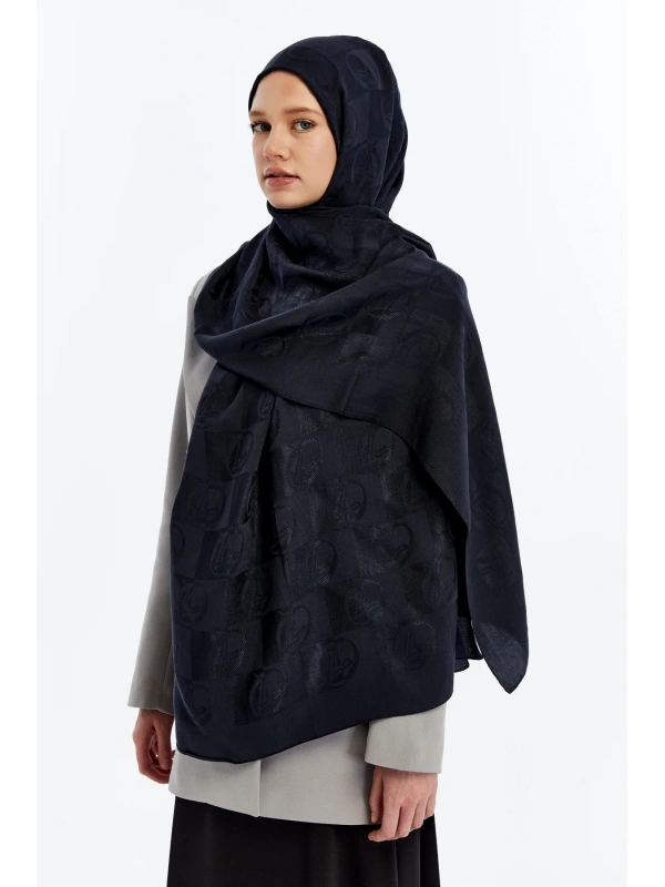 VALENTİNO ORLANDİ Alia Dama Desen Şal - Lacivert