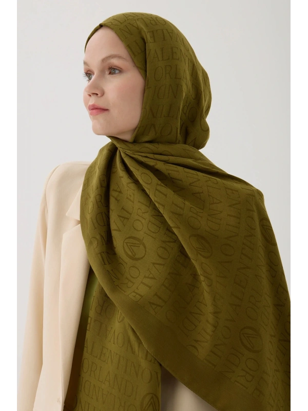 Valentino Orlandi VO Logo Şal - Yağ Yeşili