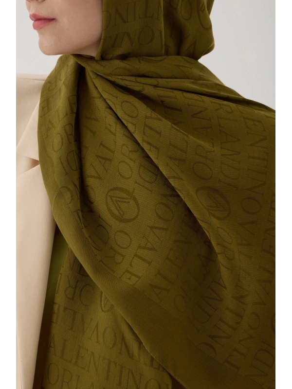 Valentino Orlandi VO Logo Şal - Yağ Yeşili