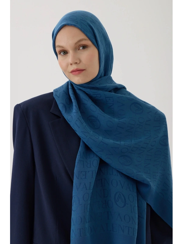 Valentino Orlandi VO Logo Şal - İndigo