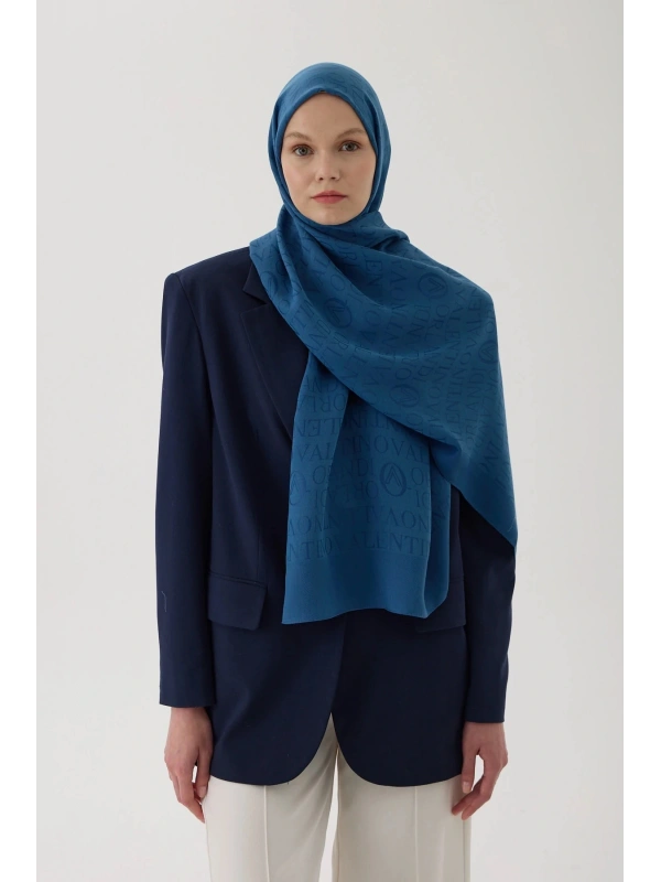 Valentino Orlandi VO Logo Şal - İndigo