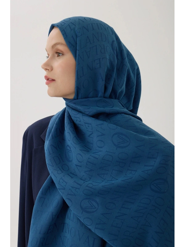 Valentino Orlandi VO Logo Şal - İndigo