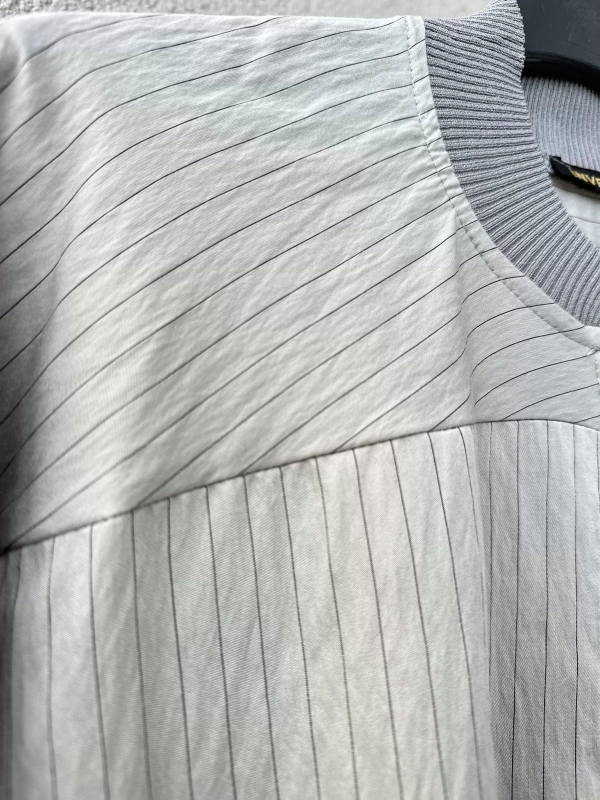 Çizgili Oversize Gömlek - Gri