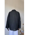 %100 Keten Siyah Gömlek