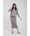 İNVEE 5685 Gri Triko Kalem Etek