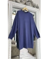 İNVEE 7047 Fermuar Detaylı İki İplik Tunik - İndigo