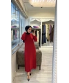 İNVEE 6954 Yün Karışımlı Triko Elbise - Kırmızı
