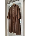 PURO LINO %100 Keten Elbise - Kahverengi