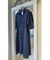 PURO LINO %100 Keten Uzun Gömlek - Lacivert