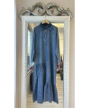 İNVEE 7162 İnce Denim Elbise - Mavi