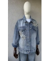 Taş İşlemeli Denim Ceket