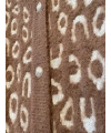 İNVEE Leopar Desenli Angora Hırka - Camel-Ekru