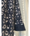 İNVEE Leopar Desenli Angora Hırka - Vizon - Siyah