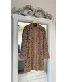 İNVEE Leopar Desenli Angora Hırka - Camel - Lacivert