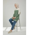 İNVEE Triko Tunik - Yeşil-Bej