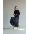 Sentez Kadın Lacivert Şifon Maxi Etek