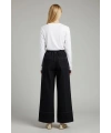 İNVEE Beli Geniş Paça Lastikli Denim Pantolon - Siyah