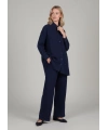 İNVEE Kadın Kot Keten İkili Takım Kadın | Rahat Kalıp Lacivert Gömlek Pantolon Takım