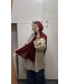 %100 Pamuk Hafif Müslin Şal - Bordo