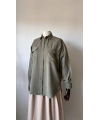 Cepli Kadın Tencel Gömlek - Haki