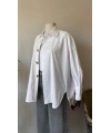 Broş Detaylı Beyaz Oversize Gömlek