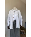 Broş Detaylı Beyaz Oversize Gömlek