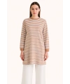 Çizgili Tunik - Camel