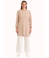 Çizgili Tunik - Camel