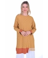 İNVEE 6401 Kesme Şeker Desen Triko Tunik - Hardal
